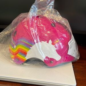 NWT Bike, skate, scoot helmet. Unicorns and rainbows. Hot pink. Brand new. NOGGN